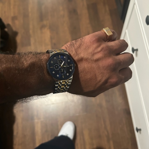 Bulova Men's Classic Diamond Two-Tone Blue Dial Watch model 98D130